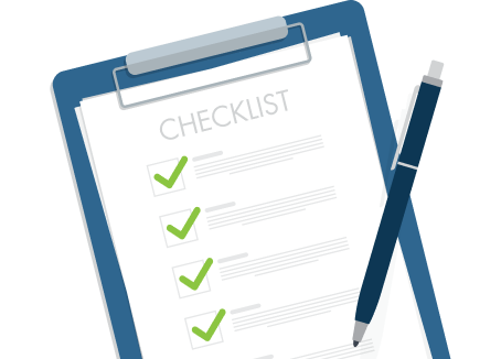 checklist on the clipboard with a pen